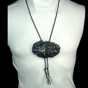 Bakelite Jewelry Resin Bolo Tie Pendant Necklace Handmade Recycled Vintage